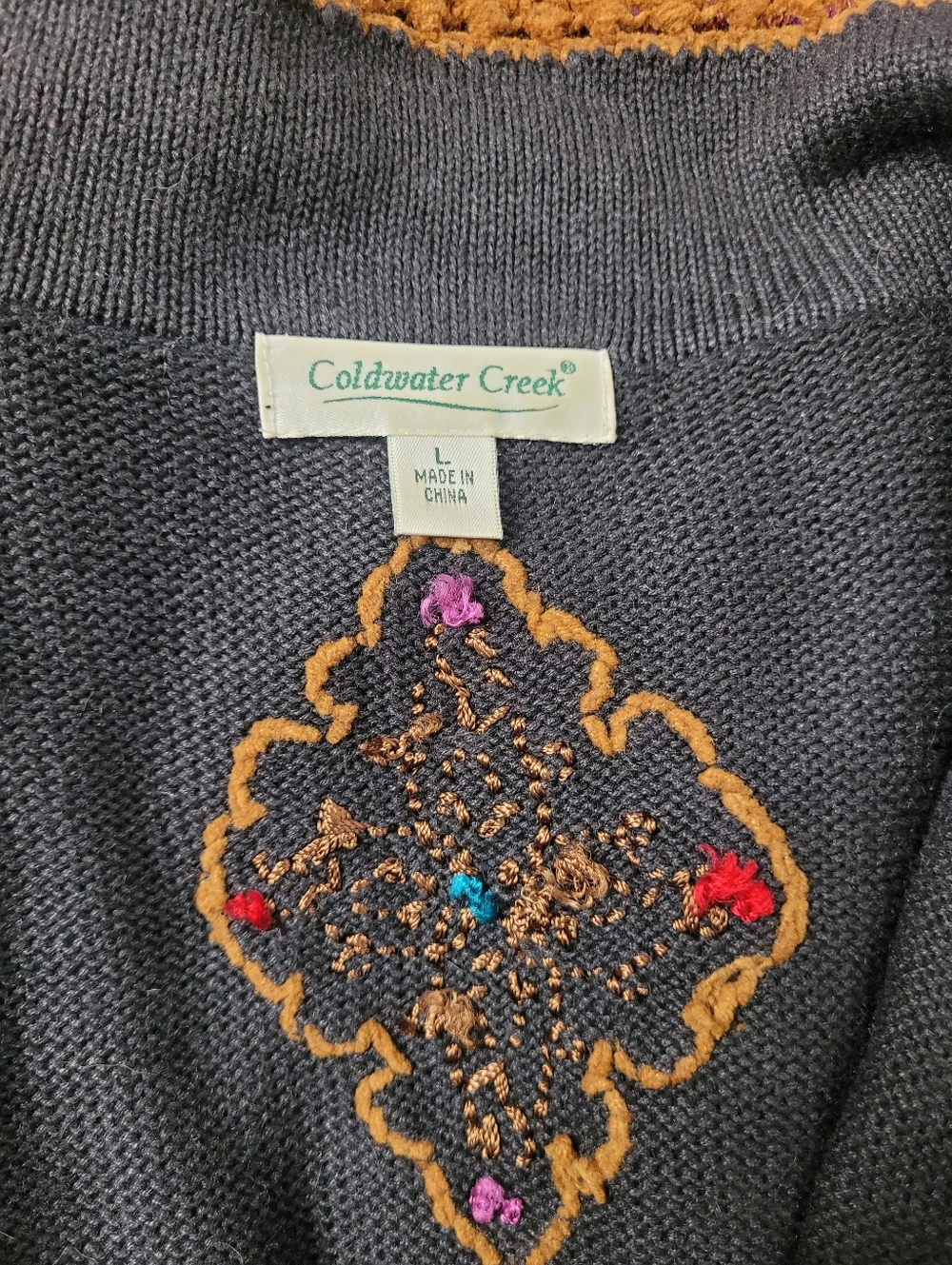Whimsigoth Eclectic Folk Witchy Cardigan Large Ramie Cotton Filigree Buttons - Picture 2 of 13
